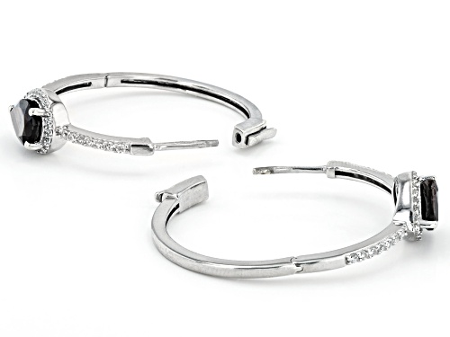 4.06ctw Golden Sheen Sapphire With 0.83ctw White Zircon Platinum Over Sterling Silver Hoop Earrings