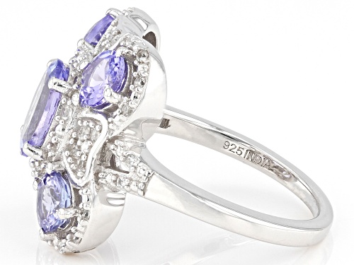 2.30ctw Tanzanite With 0.40ctw White Zircon Rhodium Over Sterling Silver Ring - Size 5