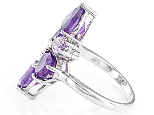 4.15ctw Mixed Shape African And Brazilian Amethyst Rhodium Over Sterling Silver Ring - Size 7