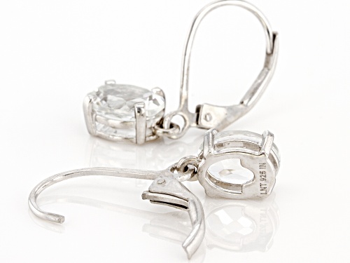 2.50ctw Oval White Topaz Platinum Over Sterling Silver Dangle Earrings