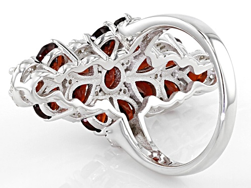 4.00ctw Mixed Shape Garnet With 0.24ctw White Zircon Rhodium Over Sterling Silver Ring - Size 8