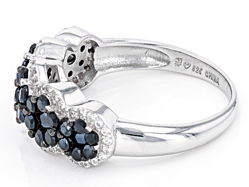 0.40ctw White Zircon With 1.20ctw Black Spinel Rhodium Over Sterling Silver Ring - Size 8