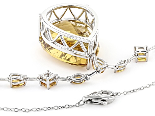 39.50ctw Mixed Shaped Brazilian Citrine Rhodium Over Sterling Silver Necklace - Size 18