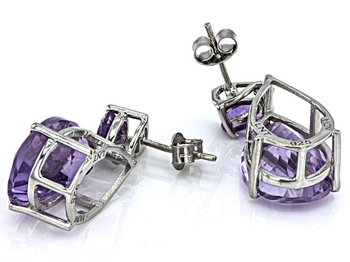 18.80ctw Brazilian Amethyst Platinum Over Sterling Silver Dangle Earrings