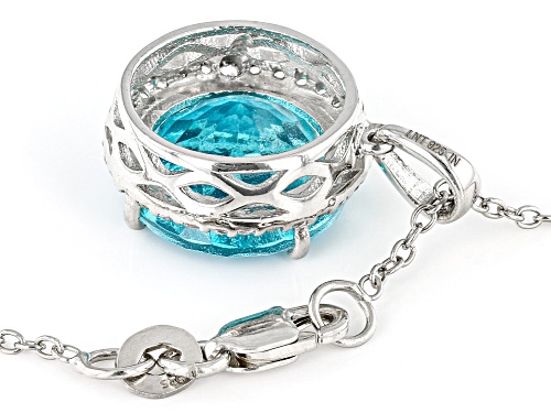 5.00ct Paraiba Blue Color Topaz And 0.25ctw White Topaz Platinum Over Silver Pendant With Chain