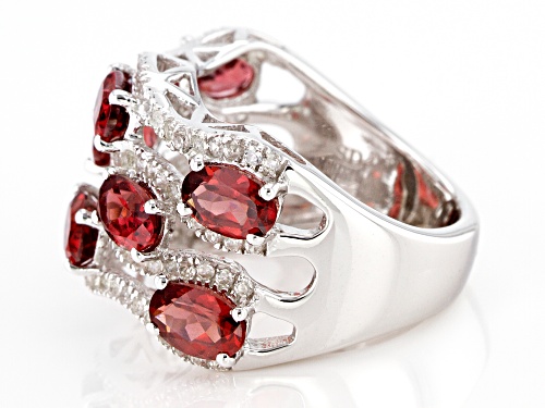 4.48ctw Oval Color Shift Garnet With 0.72ctw White Zircon Rhodium Over Sterling Silver Ring - Size 7