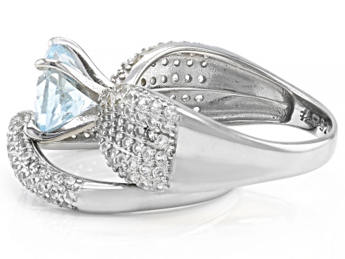 2.00ct Glacier Topaz™ With 1.60ctw White Zircon Rhodium Over Sterling Silver Ring Set - Size 6