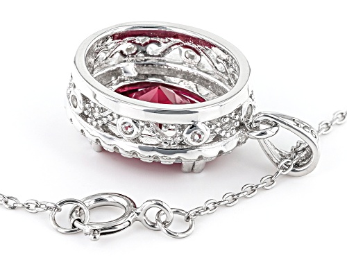 3.44ctw Lab Created Ruby With Lab Created White Sapphire Rhodium Over Silver Pendant With Chain