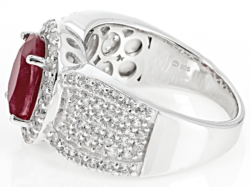 3.00ct Mahaleo(R) Ruby With 1.35ctw White Zircon Rhodium Over Sterling Silver Ring - Size 6