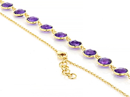 15.30ctw Round African Amethyst 18k Yellow Gold Over Sterling Silver Necklace - Size 18