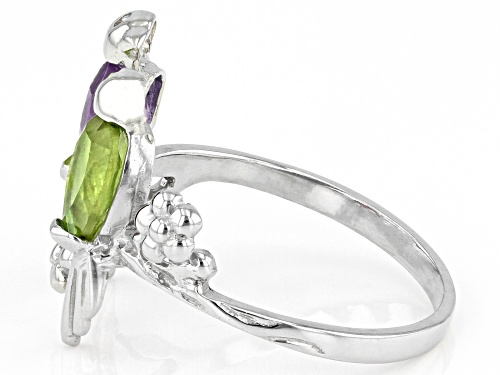 0.45ct Amethyst And 0.45ctw Manchurian Peridot™ Rhodium Over Sterling Silver 