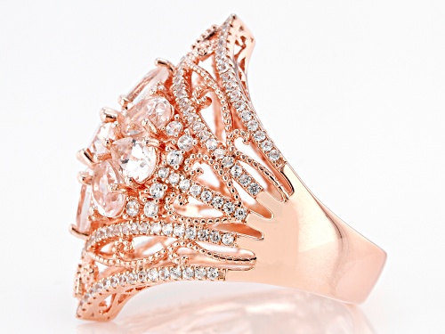 3.01ctw Morganite With 1.48ctw White Zircon 18k Rose Gold Over Sterling Silver Ring - Size 6