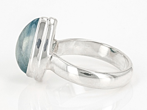 14x10mm Pear Dreamy Aquamarine Sterling Silver Solitaire Ring - Size 7