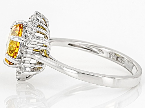 2.02ct Lab Created Yellow Sapphire And 0.48ctw Lab Created White Sapphire Rhodium Over Silver Ring - Size 8