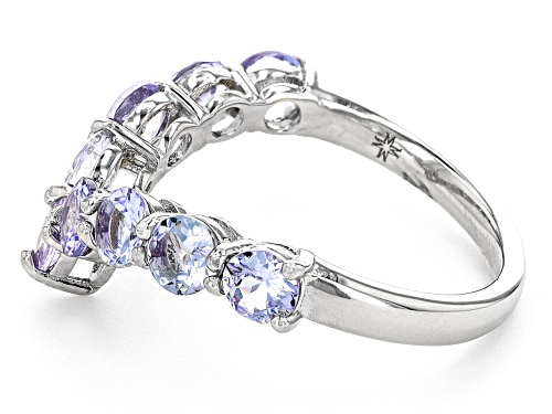 2.50ctw Round Tanzanite Rhodium Over Sterling Silver Chevron Band Ring - Size 7