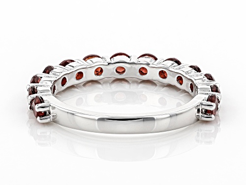 1.45ctw 3mm Round Red Garnet Rhodium Over Silver Band Ring - Size 8