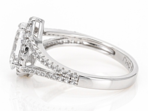 1.75ctw Pear Shape Lab Created White Sapphire Rhodium Over Sterling Silver Ring - Size 9