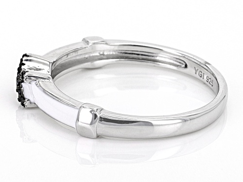 0.06ctw Round Black Spinel Rhodium Over Sterling Silver Ring - Size 8