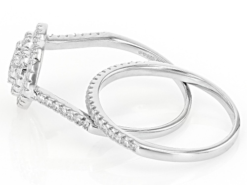0.80ctw White Zircon Rhodium Over Sterling Silver Set of Two Rings - Size 9