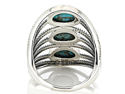8x6mm Blue Turquoise Sterling Silver Oxidized Ring - Size 6