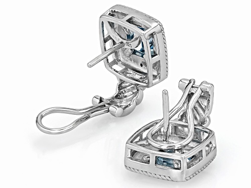 3.77ctw Glacier Topaz™ with White Diamond Accent Rhodium Over Sterling Silver Earrings