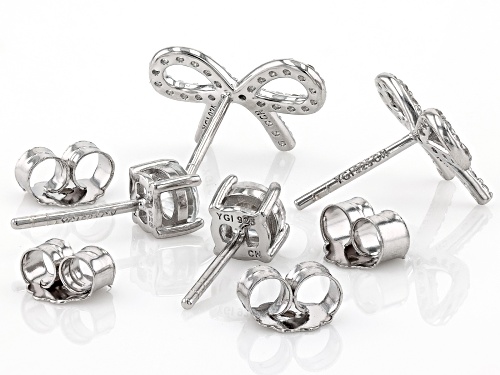 1.32ctw Lab Created White Sapphire Rhodium Over Sterling Silver Set of 2 Earrings
