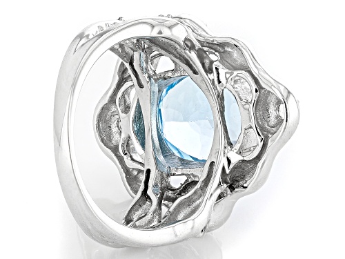 6.65ct Glacier Topaz™ With 0.25ctw White Topaz Rhodium Over Sterling Silver Ring - Size 6