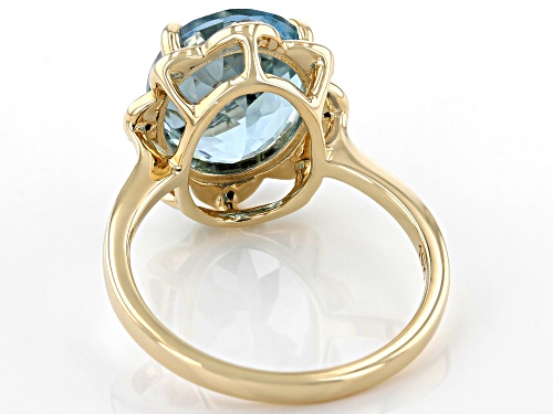 4.96ct Oval Sky Blue Topaz and .02ctw Round White Diamond Accent 10k Yellow Gold Ring - Size 7