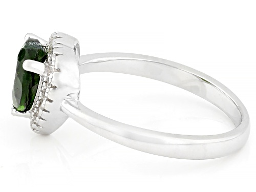 1.10ct Chrome Diopside With 0.20ctw White Zircon Rhodium Over Sterling Silver Ring - Size 7
