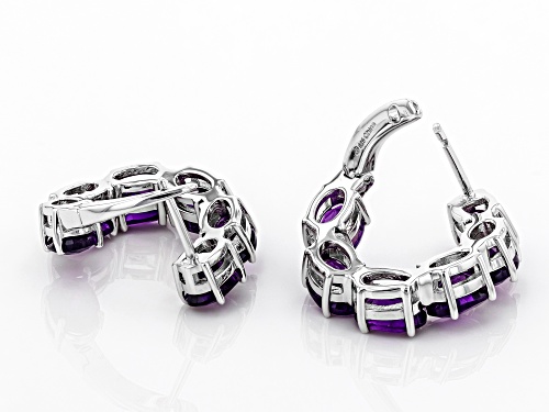 7.00ctw Oval Amethyst Rhodium Over Sterling Silver Earrings