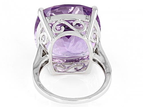 15.00ct Cushion Lavender Amethyst Rhodium Over Sterling Silver Ring - Size 9