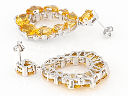 15.00ctw Citrine With 0.20ctw White Zircon Rhodium Over Sterling Silver Earrings
