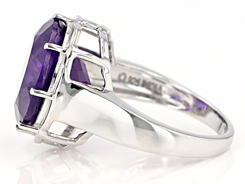 8.00ctw Round Amethyst Rhodium Over Sterling Silver Ring - Size 7