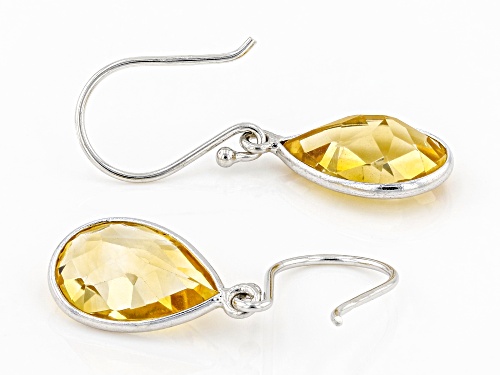 4.70ctw 8x12mm Pear Shape Citrine Rhodium Over Sterling Silver Earrings
