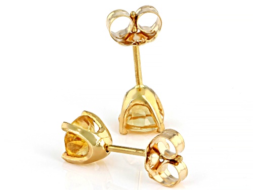 1.05ctw 5mm Round Citrine 14k Yellow Gold Stud Earrings
