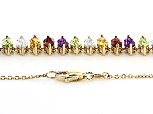 9.48ctw Citrine, Amethyst, Blue Topaz, Peridot, and Rhodolite 10k Yellow Gold Necklace - Size 16