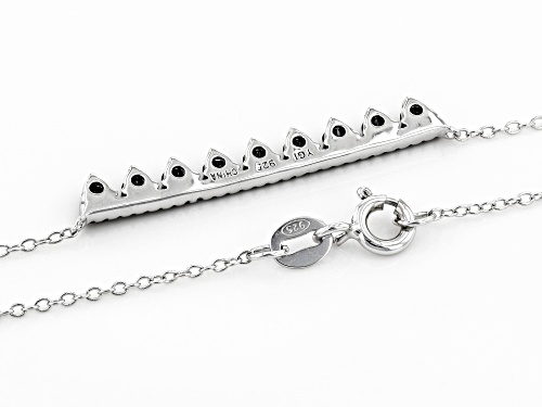 0.63ctw Round Black Spinel Rhodium Over Sterling Silver Bar Necklace - Size 18