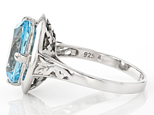 6.00ct Oval Glacier Topaz™ Solitaire Rhodium Over Sterling Silver Ring - Size 9