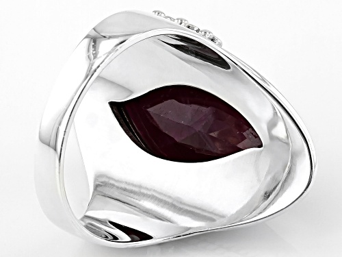 7.50ct 18x23mm Marquise Ruby Sterling Silver Ring - Size 8