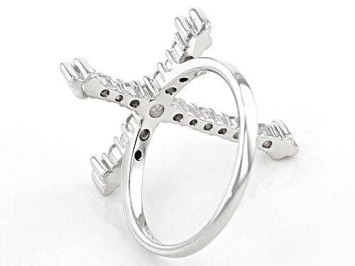 0.75ctw Round White Zircon Rhodium Over Sterling Silver Cross Ring - Size 7