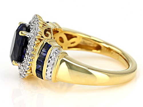 2.40ctw Lab Blue Sapphire With 0.03ctw White Diamond 14k Yellow Gold Over Sterling Silver Ring - Size 6