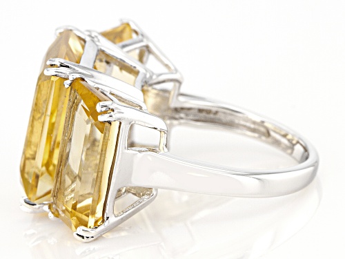 Citrine 16.88ctw Rhodium Over Sterling Silver 3 Stone Ring - Size 8