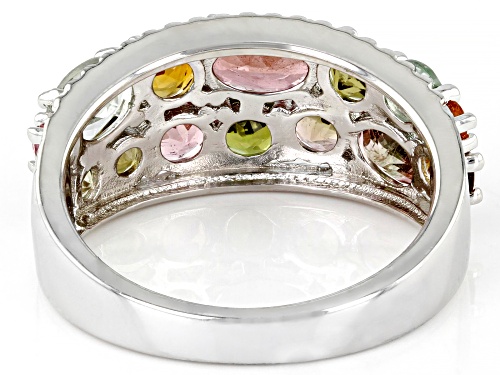 2.50ctw Multi Color Tourmaline Rhodium Over Sterling Silver Ring - Size 8