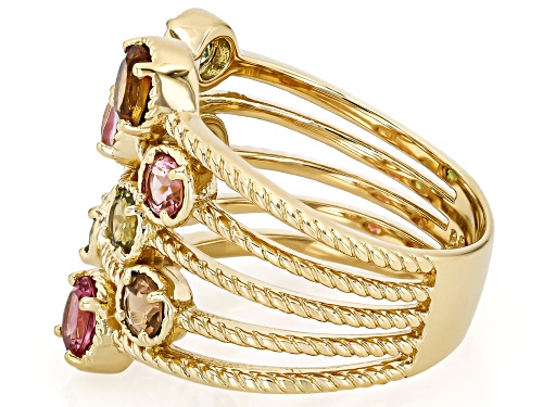 1.50ctw Multi-Tourmaline 18K Yellow Gold Over Sterling Silver Ring - Size 5
