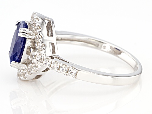 2.00CT Mahaleo® Blue Sapphire with 0.70ctw White Zircon Rhodium Over Sterling Silver Ring - Size 8
