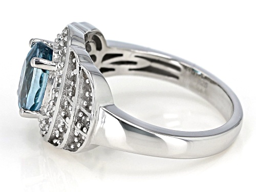 1.82ct Oval Blue And .44ctw Round White Zircon Platinum Over Sterling Silver Ring - Size 7