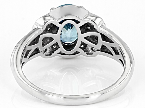 2.00ctw Blue Zircon and 0.25ctw White Diamond Rhodium Over 14K White Gold Ring - Size 9