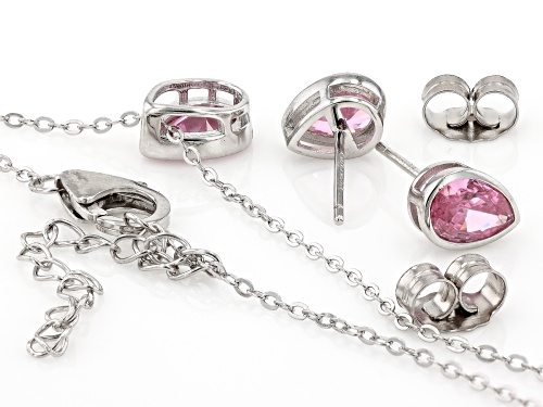 Bella Luce® 3.87ctw Pink Diamond Simulant Rhodium Over Sterling Silver Jewelry Set(2.34ctw DEW)