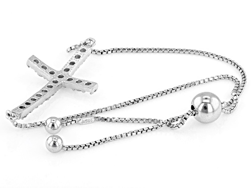 Bella Luce® 1.47ctw White Diamond Simulant Rhodium Over Sterling Silver Cross Bolo Bracelet