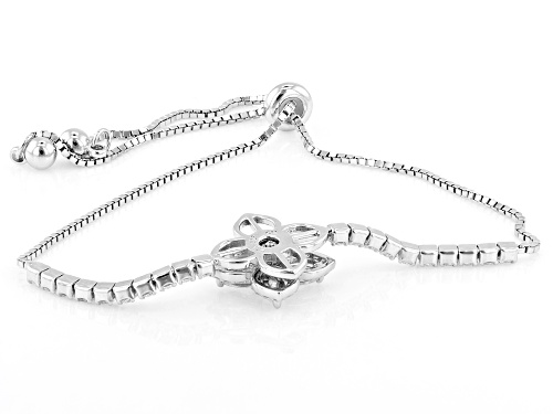 Bella Luce® 2.41ctw White Diamond Simulant Rhodium Over Sterling Silver Spinning Bolo Bracelet - Size 9.5